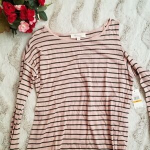 ✨️CL Two by Vince Camuto Pink Gray Stripe Longsleeve